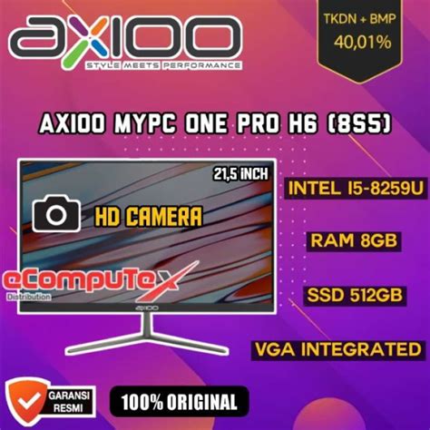 Jual PC AIO AXIOO MYPC ONE PRO H6 8S5 I5 RAM 8GB 512GB 21FHD TKDN