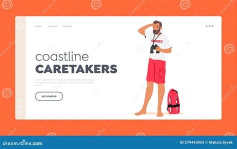 Coastline Caretakers Landing Page Template Vigilant Lifeguard Male