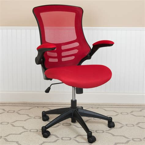 Flash Furniture Mid-Back Red Mesh Swivel Ergonomic Task Office Chair with Flip-Up Arms - Walmart ...