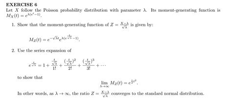 Solved Exercise Nlet X Follow The Poisson Probability Chegg