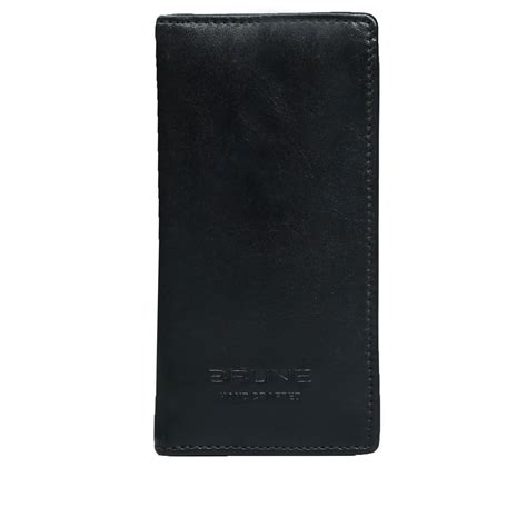 Black Leather Long Wallet with Inside Zipper Multi-Pockets