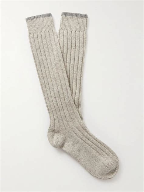 Brunello Cucinelli Ribbed Cashmere Socks Cvl Mcs Solesense