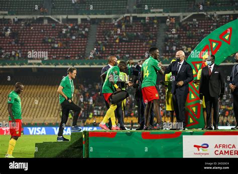 Cameroon Players Receive Their Rd Place Medals During The Africa