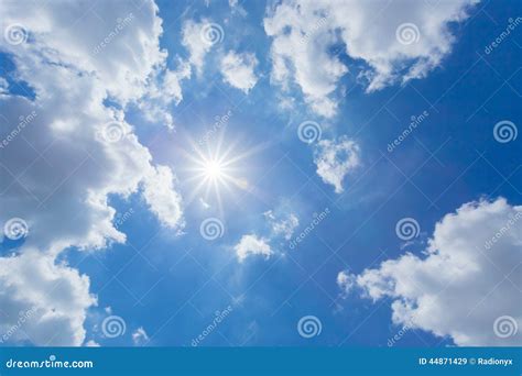 The Sun Shines Bright in the Daytime in Summer. Blue Sky and Clouds ...