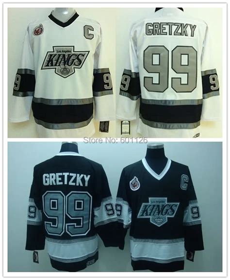 Hot Cheap Los Angeles Kings Hockey Jerseys 99 Wayne Gretzky Ccm White Black Throwback Authentic