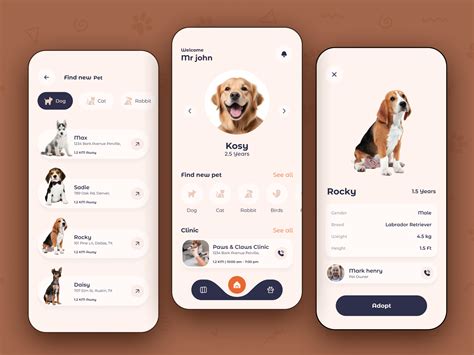 Pet Animals care Minimalist App ui in 2025 | Mobile ui patterns, App design inspiration, Ui design
