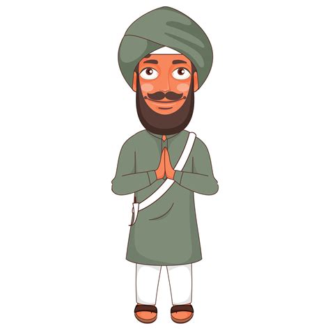 Cartoon Punjabi Man Doing Namaste for Welcome. 24361291 Vector Art at ...