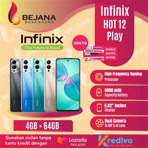 Infinix Hot 12 Play X6816 Smartphone Ram 4GB Rom 64GB Garansi Resmi Lazada Indonesia