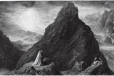 An Engraving Of Dante And Virgil Standing On A Cliff Stable Diffusion