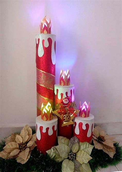 Velas con foami y tubos de cartón Como hacer velas navideñas