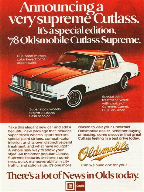 1978 Oldsmobile Cutlass Supreme Ad Classic Cars Today Online