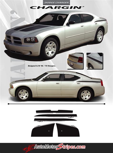 2006 2010 Dodge Charger Stripes Hood Decals Chargin Vinyl Graphics Rear Quarter Auto Motor