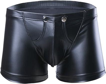 winying Herren Glänzend Boxershorts Lack Leder Trunks Unterhosen Männer