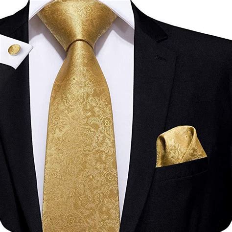 Gold Silk Paisley Necktie Set Lbw Toramon Necktie Company