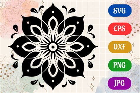 Mandala Silhouette Vector SVG EPS DXF Graphic By Creative Oasis