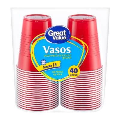 Vasos Desechables Great Value De Pl Stico Bicolor Ml Pzas Walmart