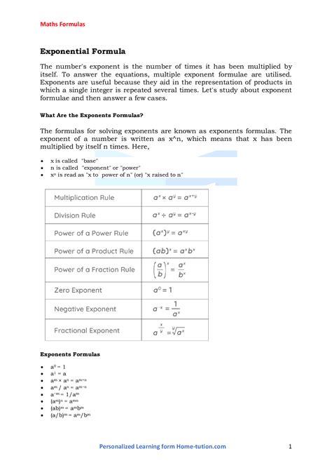 Exponential Formula Definition, Use & Solved Examples