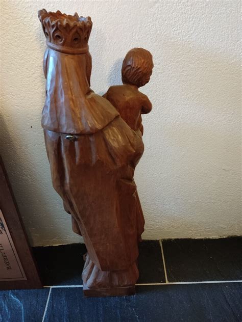 Alte Holzfigur Madonna Maria Mit Kind Holzskulptur Mutter Gottes Cm