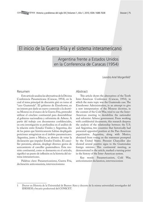 Pdf El Inicio De La Guerra Fr A Y El Sistema Interamericano