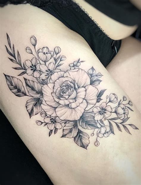 Flower Tattoos On The Thigh