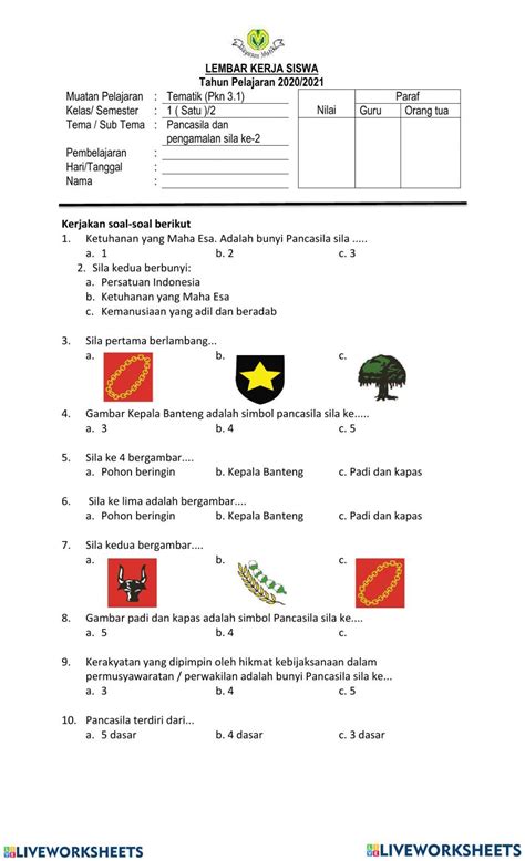 Pancasila Interactive Activity For 2 You Can Do The Exercises Online Or Download The Worksheet