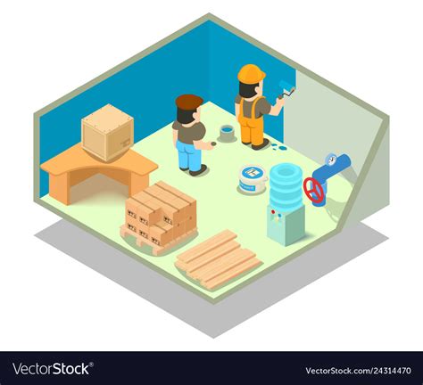 Utility Room Concept Banner Isometric Style Vector Image