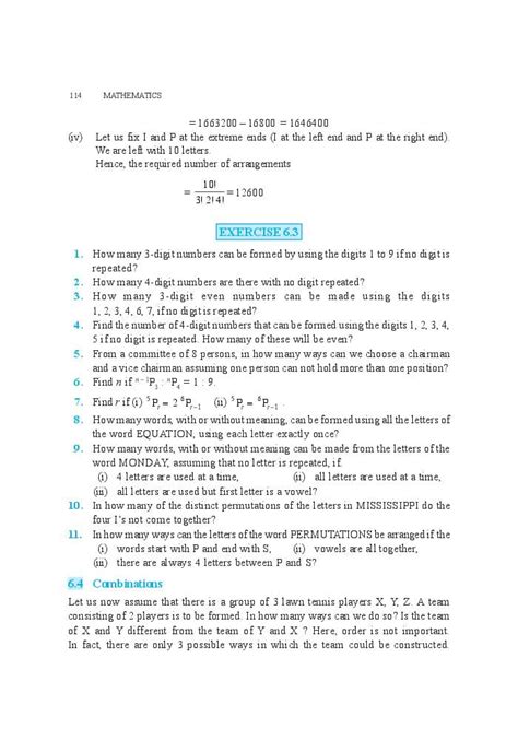 Ncert Book Class 11 Maths Chapter 6 Permutations And Combinations 2024