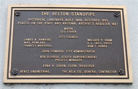 Photo The Belton Standpipe Plaque