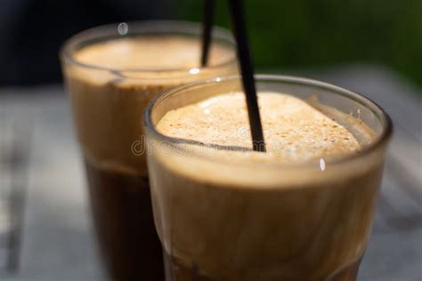 Traditional Greek Cold Coffee Frappe Made From Water Instant Coffee