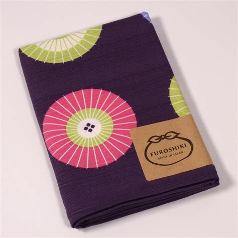 Traditional Japanese Furoshiki Wrapping Cloth Purple Parasols