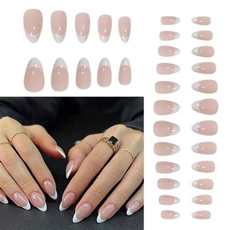 Extension De Faux Ongles Fran Ais D Grad Blanc Pi Ces Amande