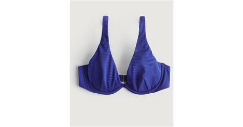 Hollister Ribbed Unlined Underwire Bikini Top In Dark Blue Blue Lyst Uk