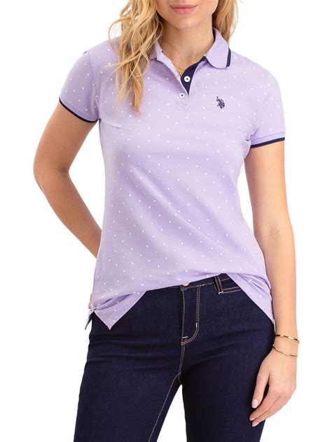 U S Polo Association Women S Polka Dot Logo Polo Shirt Walmart