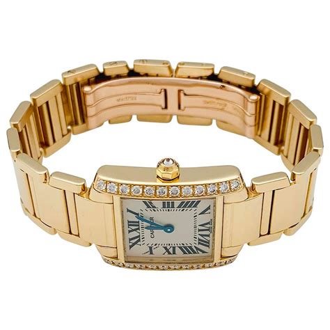 Cartier French Tank Watch In Yellow Gold Diamants Small Model