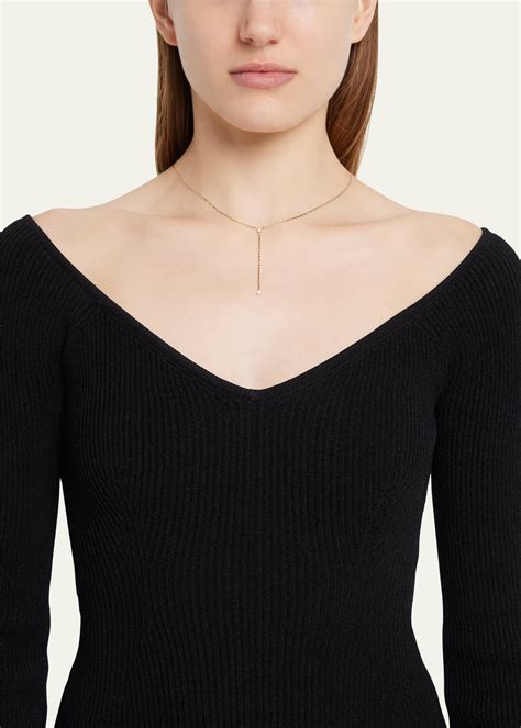 Lana K Yellow Gold Petite Nude Diamond Solo Lariat Bergdorf Goodman