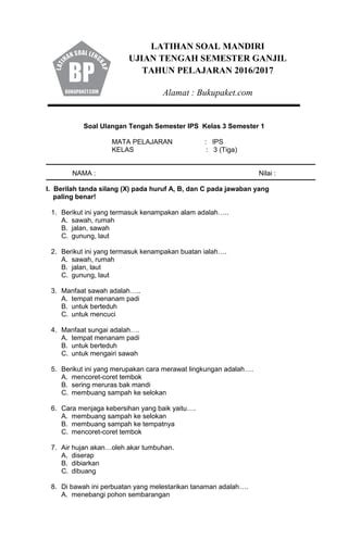 Soal Uts Ips Kelas 3 Semester 1 PDF