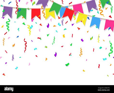 Banner de celebración Banderas de fiesta con confeti sobre fondo