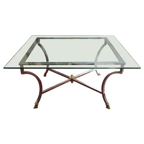 Metal Base with Glass Top Coffee Table at 1stDibs