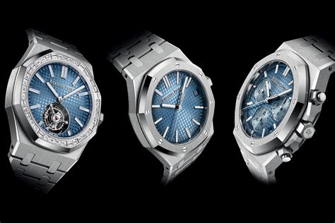 Three AP Royal Oaks In 41mm White Gold Cases With Smoked Light Blue