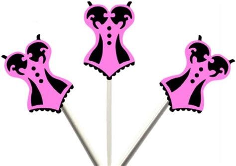 Pink And Black Corset Cupcake Toppers Lingerie Ubuy India