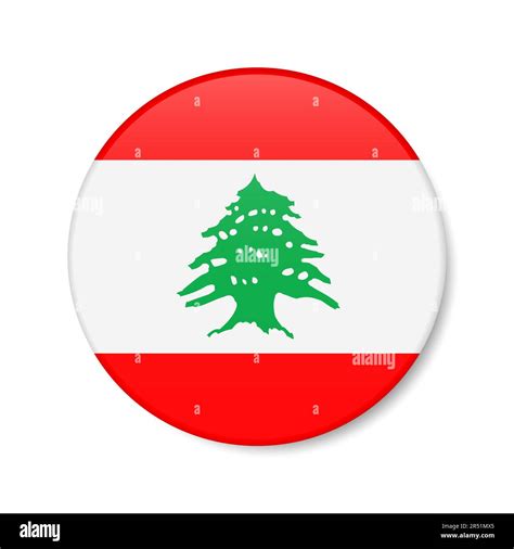 Lebanon Circle Button Icon Lebanese Round Badge Flag With Shadow D