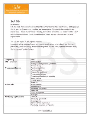 Fillable Online SAP Materials Management Is A Module Of The SAP