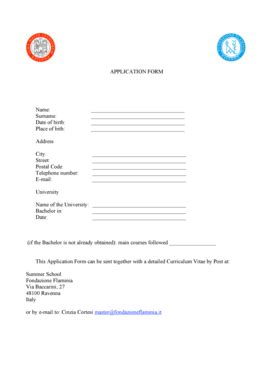 Fillable Online Cbc Unibo APPLICATION FORM Name Cbc Unibo Fax Email