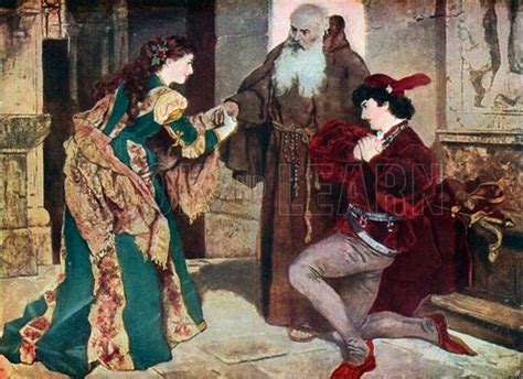 Juliet, Friar Lawrence and Romeo, from Shakespeare's … stock image ...