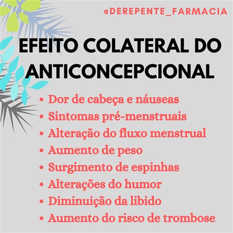 Efeito Colateral Do Anticoncepcional Farmacologia I