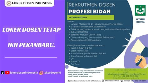 Loker Dosen Tetap Ikh Pekanbaru Youtube