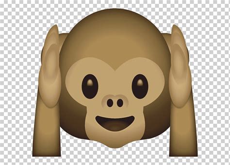 Mono Marrón Emoji Tres Monos Sabios Pegatina Iphone Orejas Mamífero