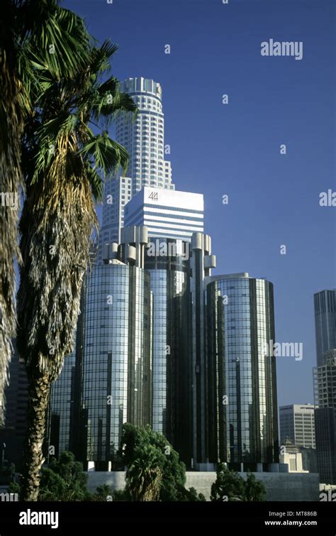 1990 HISTORICAL DOWNTOWN SKYLINE LOS ANGELES CALIFORNIA USA Stock Photo ...