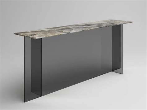 A Black And White Marble Top Console Table