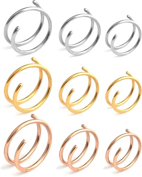 Double Nose Hoop Ring For Single Piercing 20 Gauge Spiral Nose Hoop